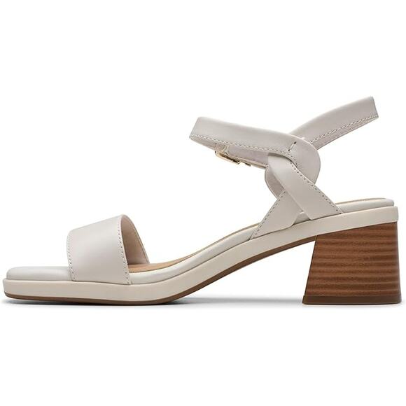 NWT Clarks Women's Jaylan Ray Heeled Sandal, Off White Leather, 9.5 - Picture 3 of 7